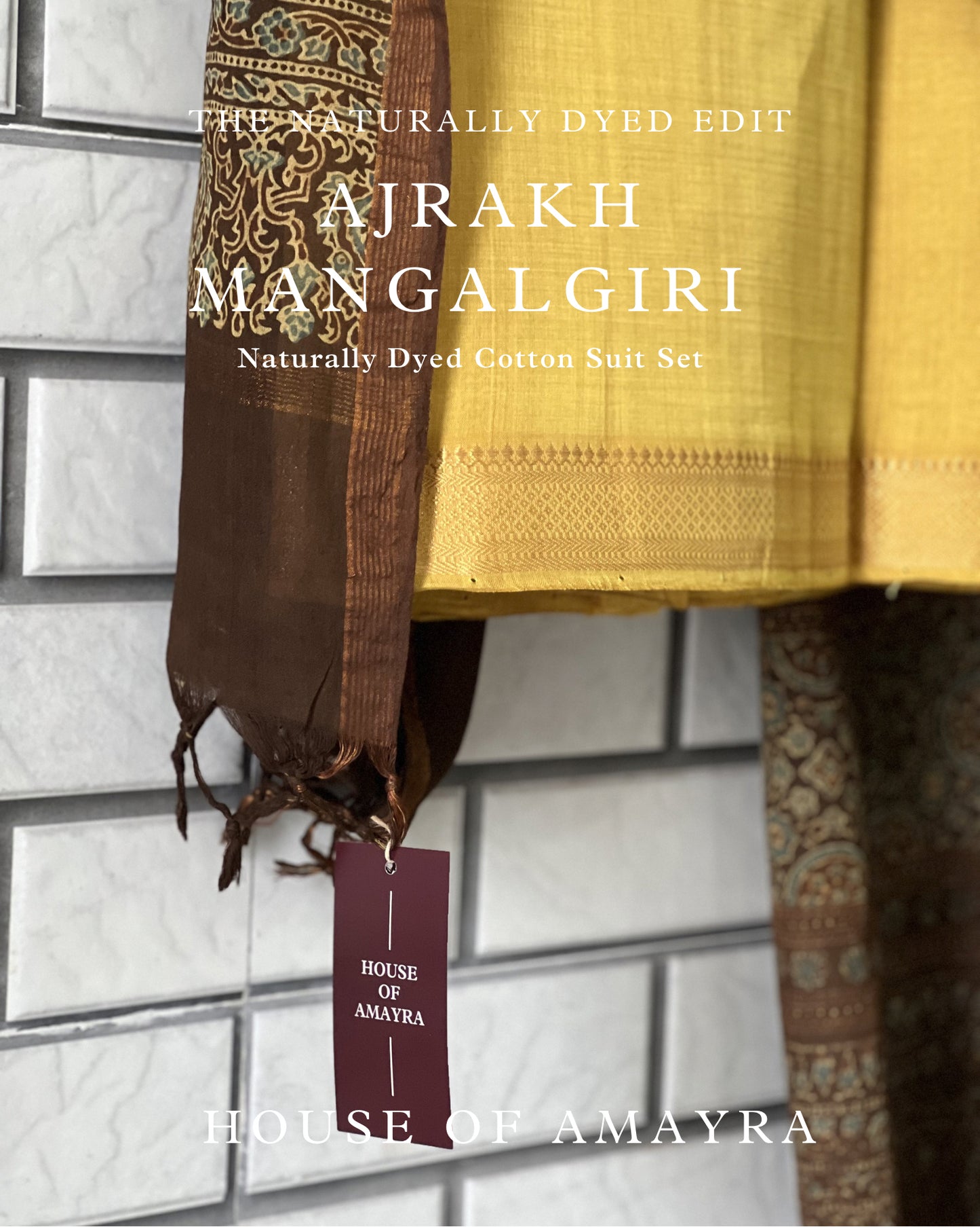 Pihu Naturally Dyed Ajrakh Mangalgiri Cotton Set - HOAN