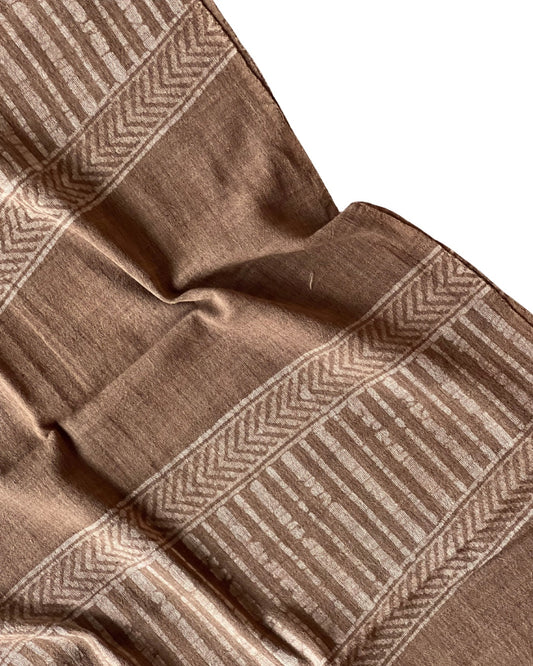 Bhu Brown Naturally Dyed Batik Kala Cotton Stole - HOAN