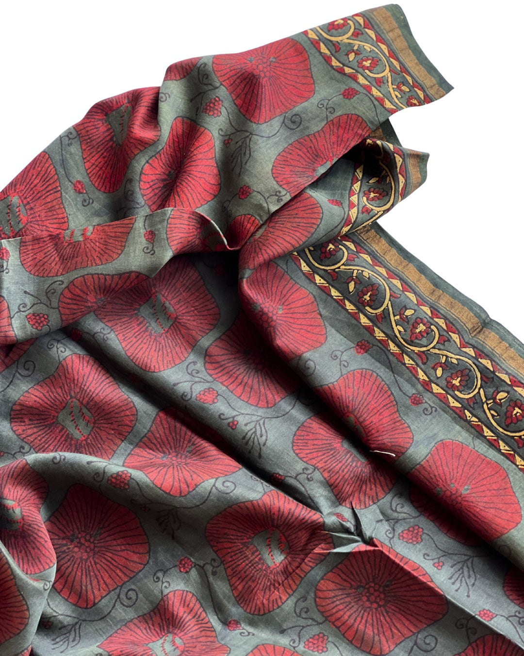 Taalaab Naturally Dyed Ajrakh Chanderi Dupatta - HOAN