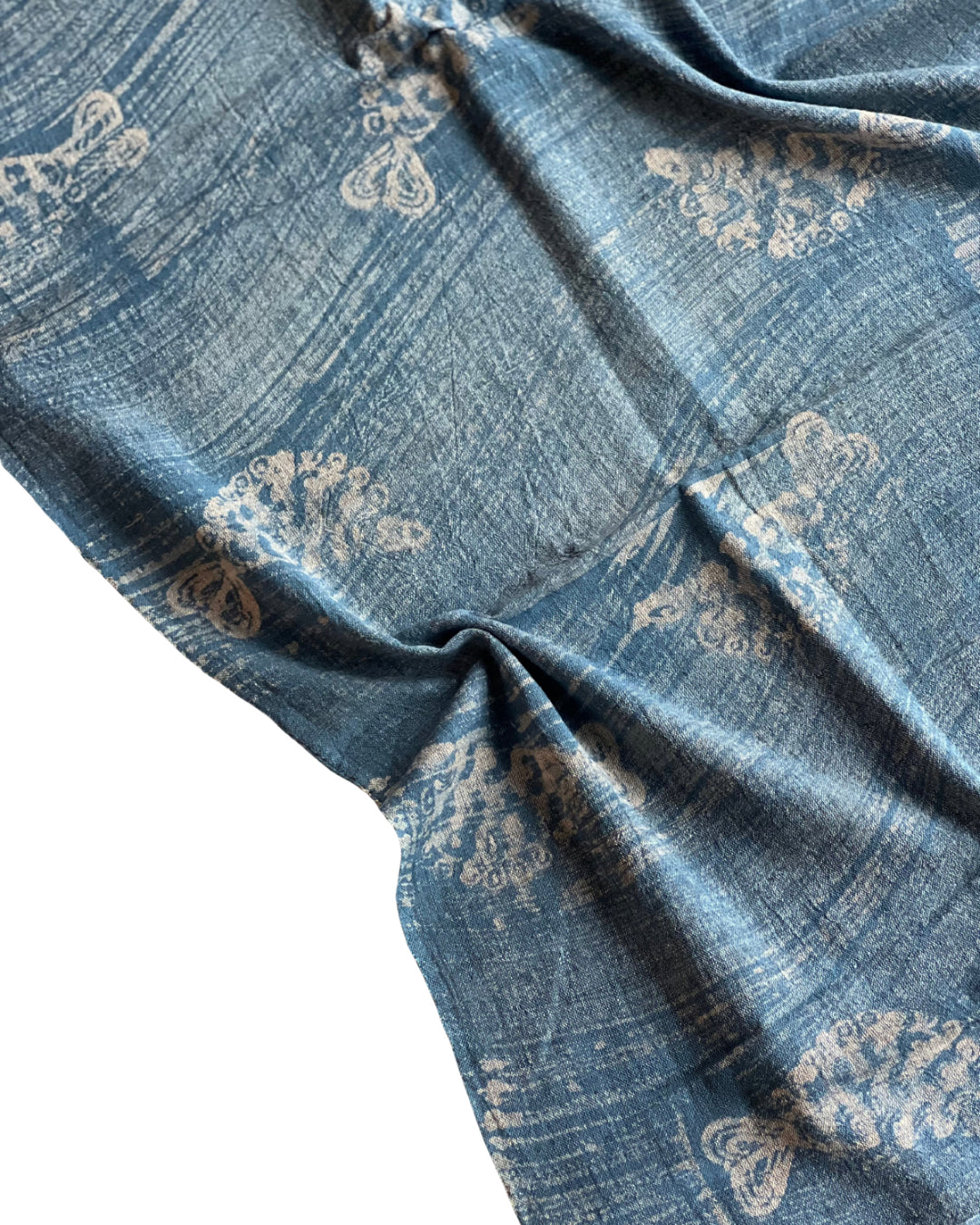 Indigo Fishy Blue Naturally Dyed Batik Kala Cotton Stole - HOAN