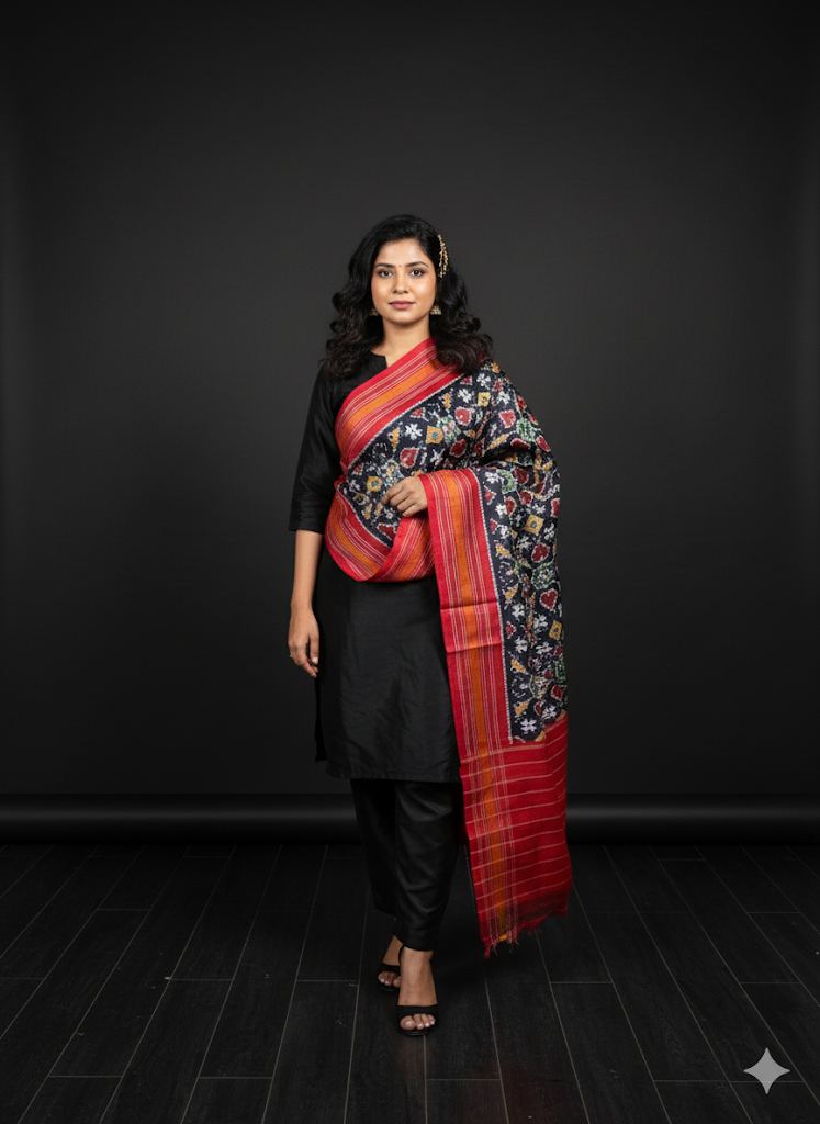 Bhavani Pochampally Silk Dupatta by Asvi Atelier