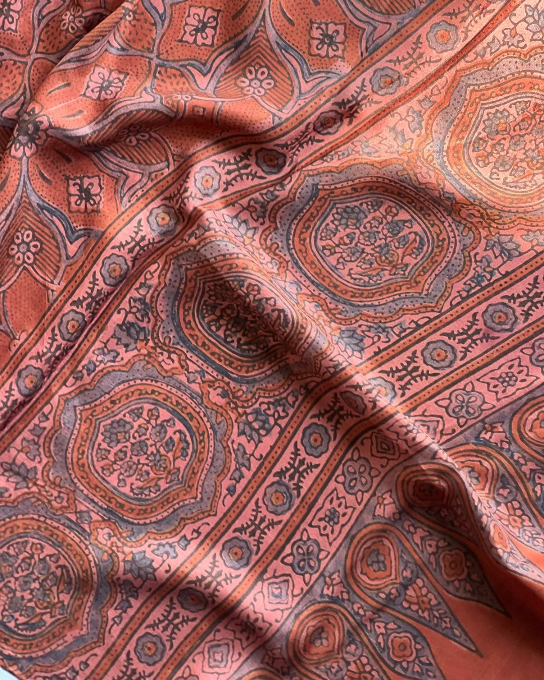Leela Naturally Dyed Ajrakh Mulberry Silk Stole