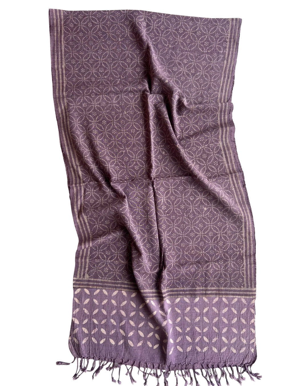 Enola Lavender Naturally Dyed Batik Kala Cotton Stole - HOAN