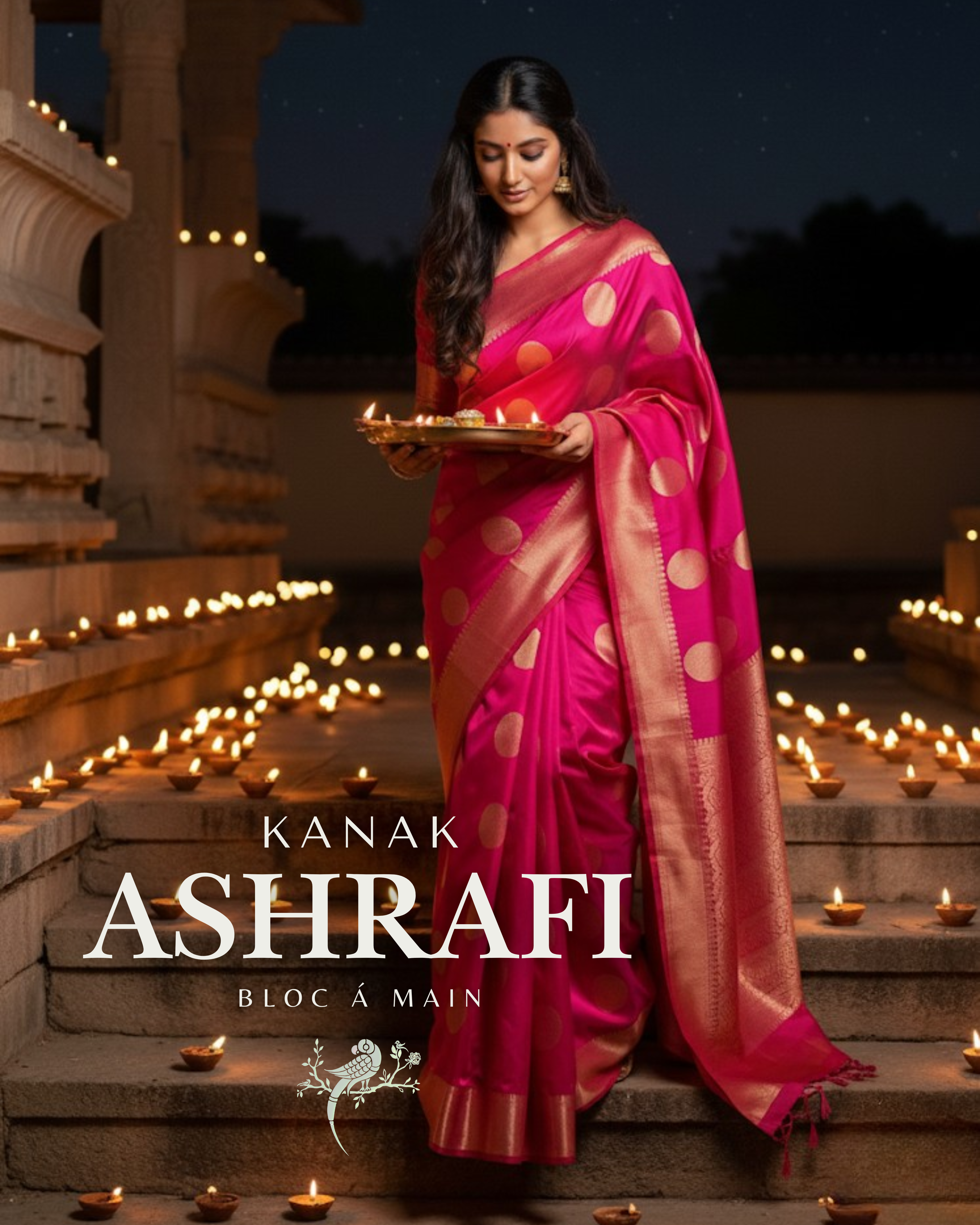 Kanak Ashrafi Pure Chanderi Silk Saree by Asvi Atelier