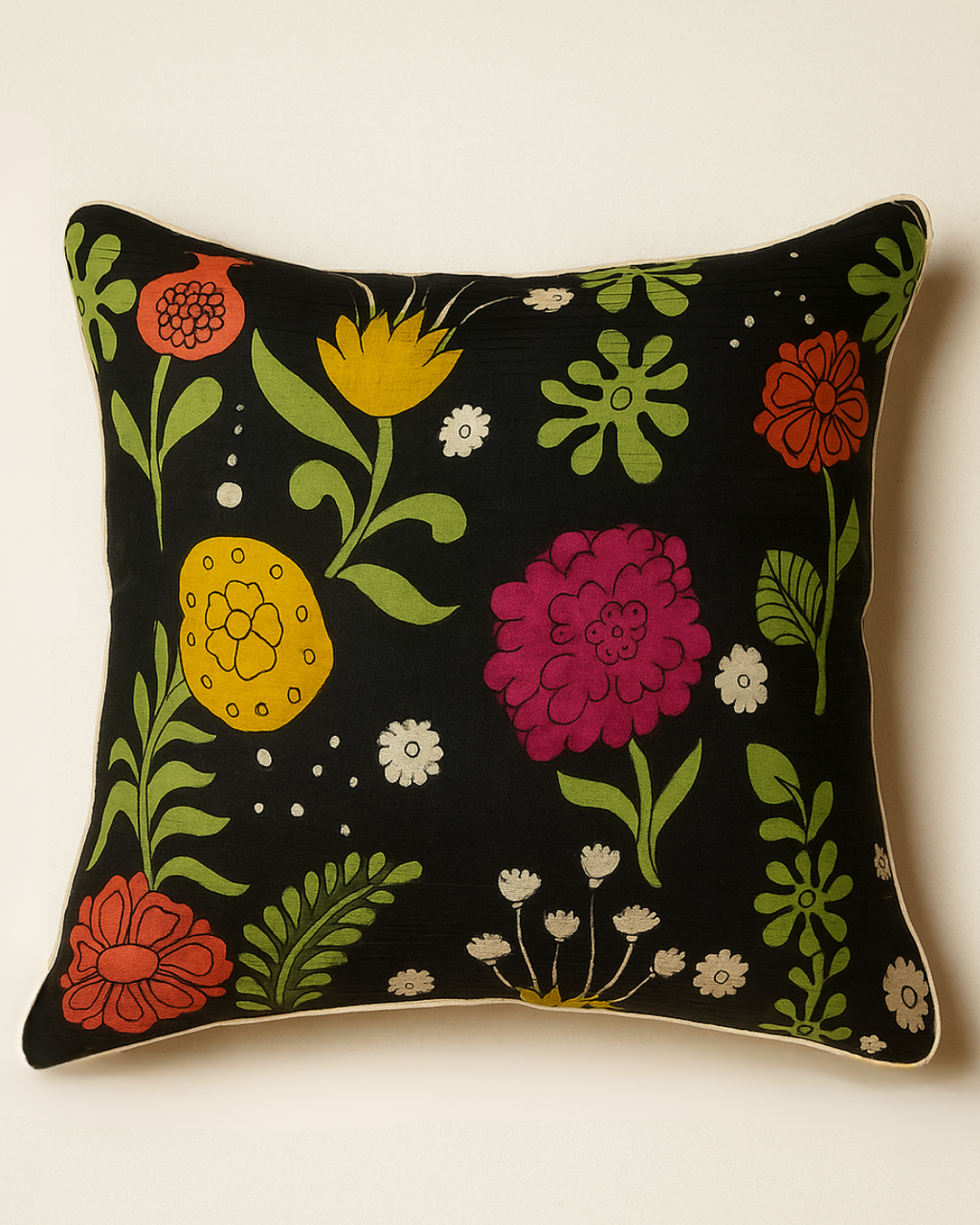 The Oslo Vintage Kalamkari Upada Silk Cushion Cover