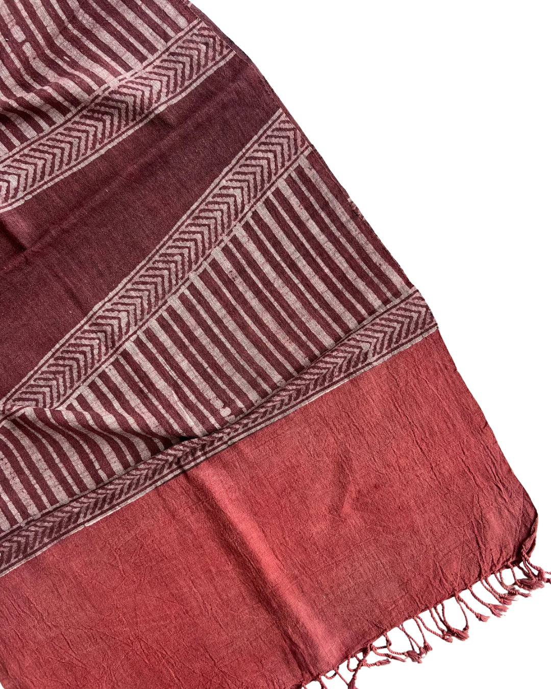 Kaavi Red Naturally Dyed Batik Kala Cotton Stole - HOAN