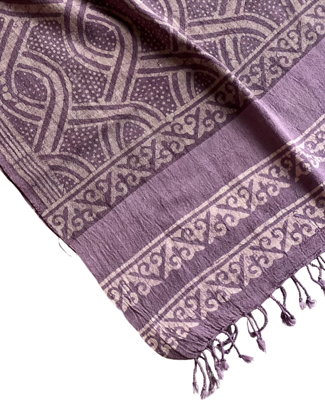Christie Lavender Naturally Dyed Batik Kala Cotton Stole - HOAN