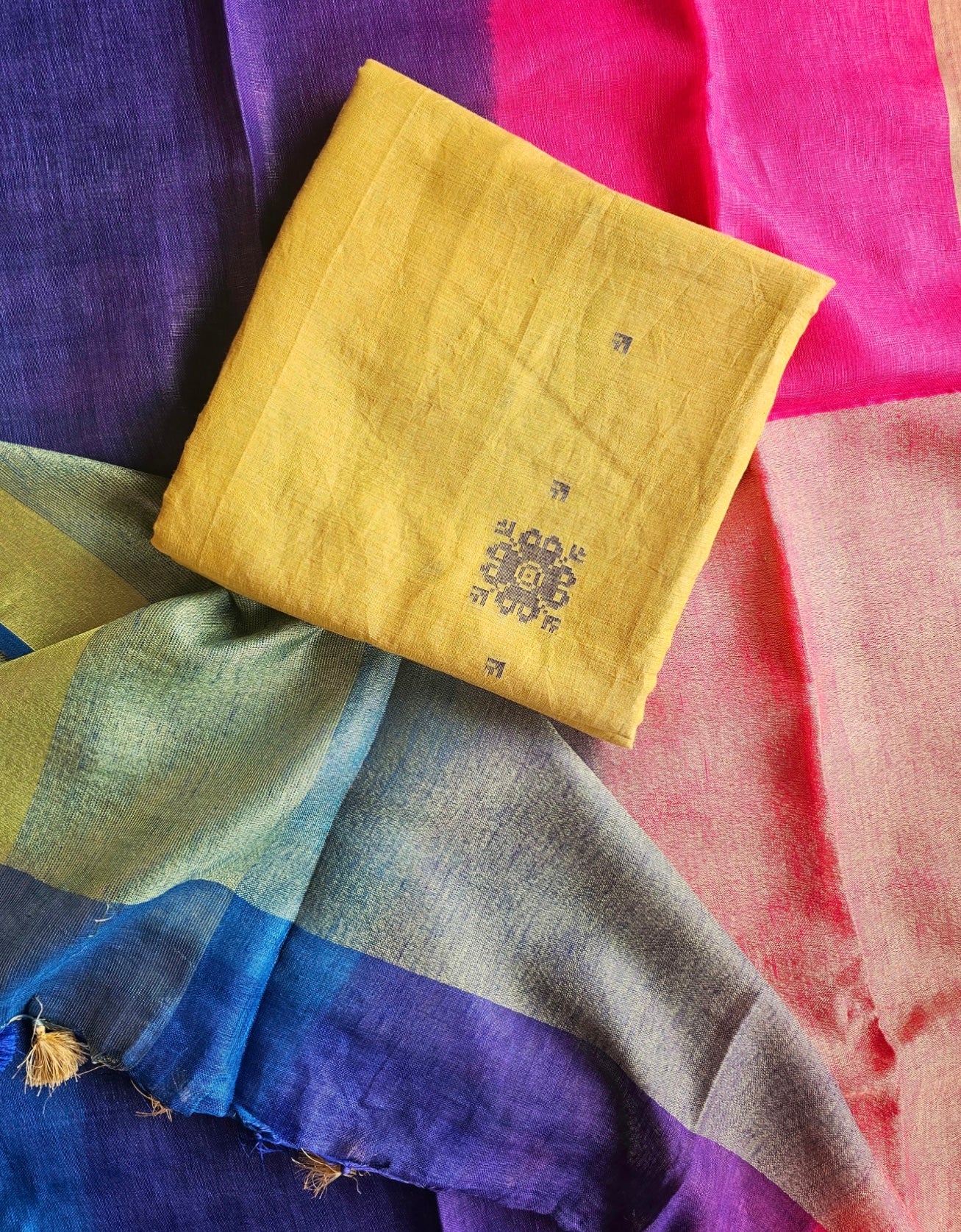 Tulsi Linen Saree with Jamdani Zari Blouse - House of Amayra