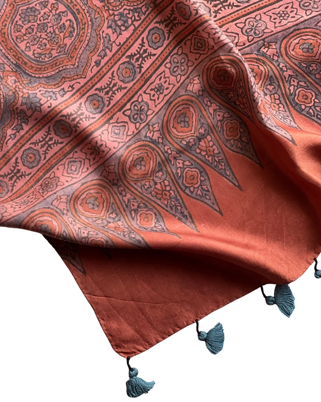 Leela Naturally Dyed Ajrakh Mulberry Silk Stole