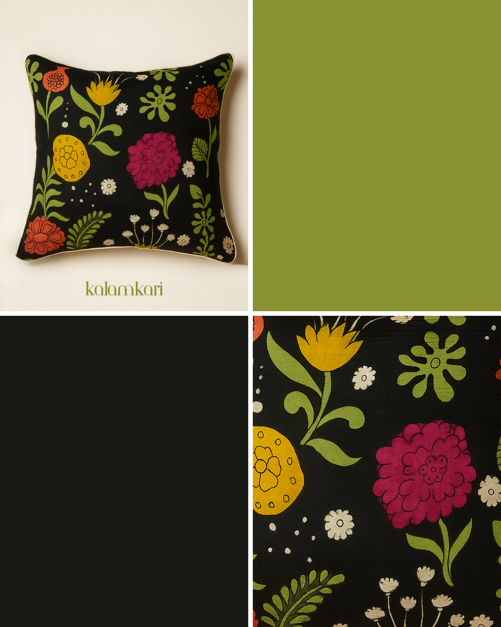 The Oslo Vintage Kalamkari Upada Silk Cushion Cover