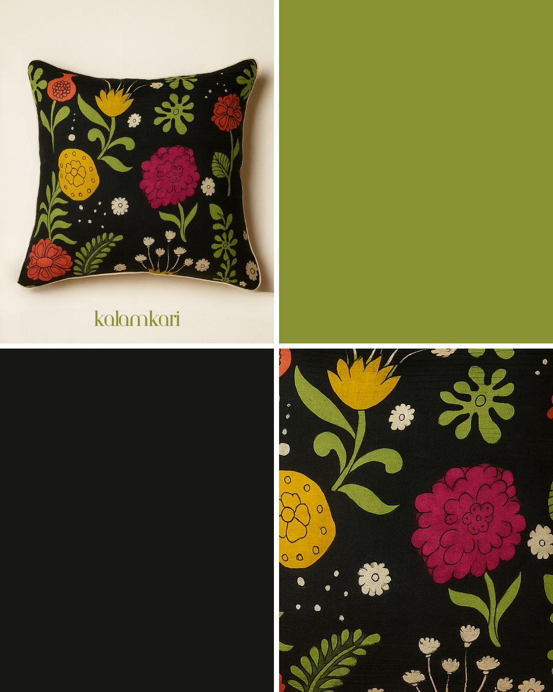 The Oslo Vintage Kalamkari Upada Silk Cushion Cover