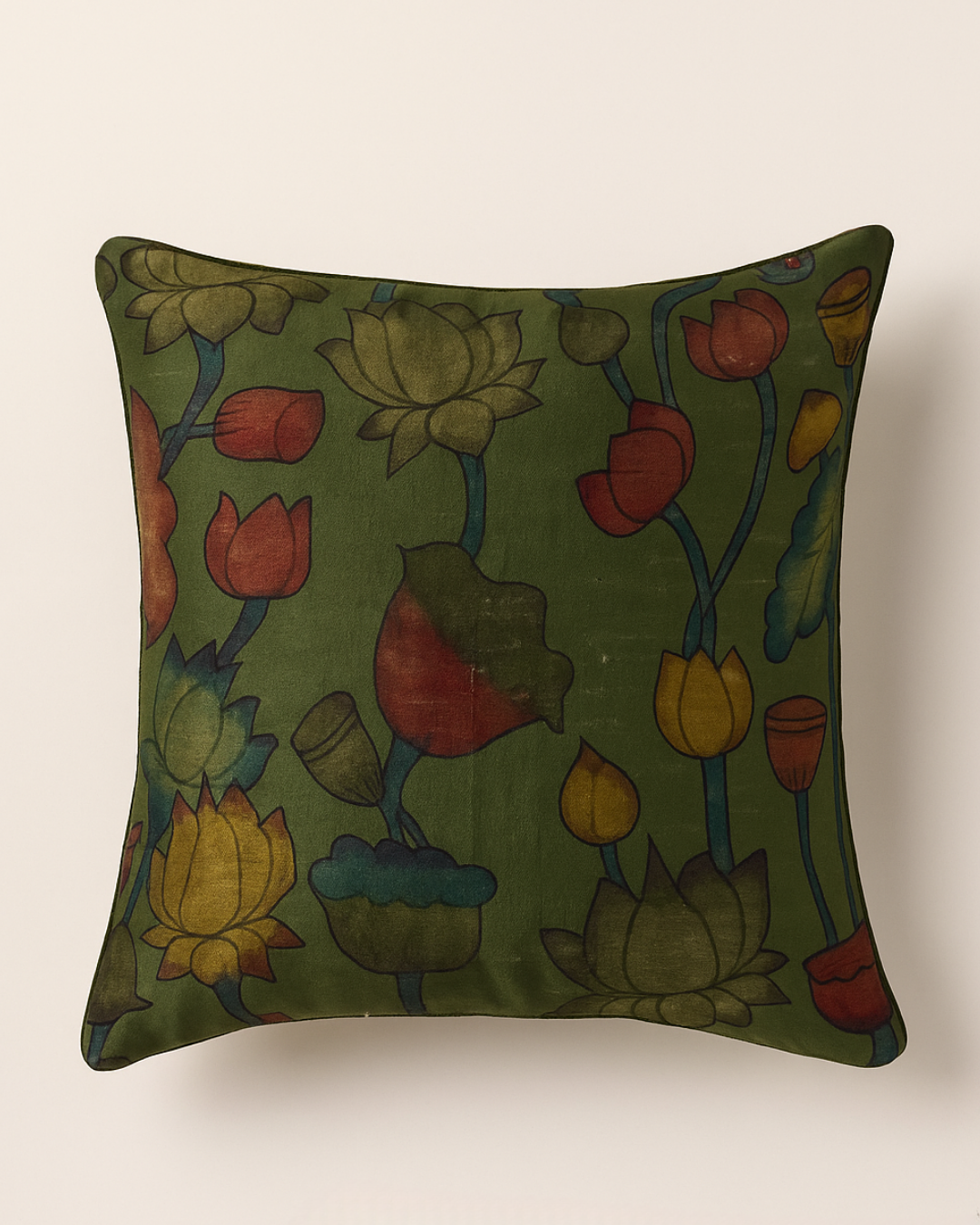 Kanak tala Vintage Kalamkari Silk Cushion