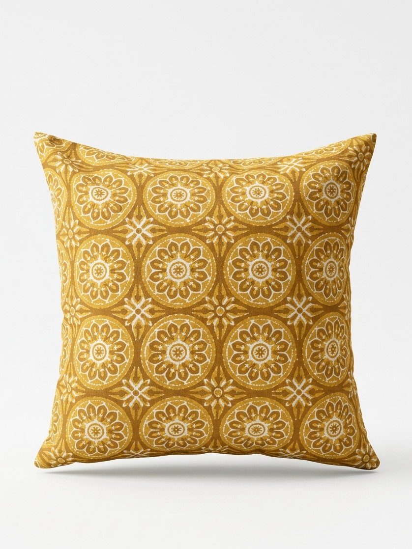 Surya Hand Block Cotton Cushion Cover - 20X20 inch - House of Amayra