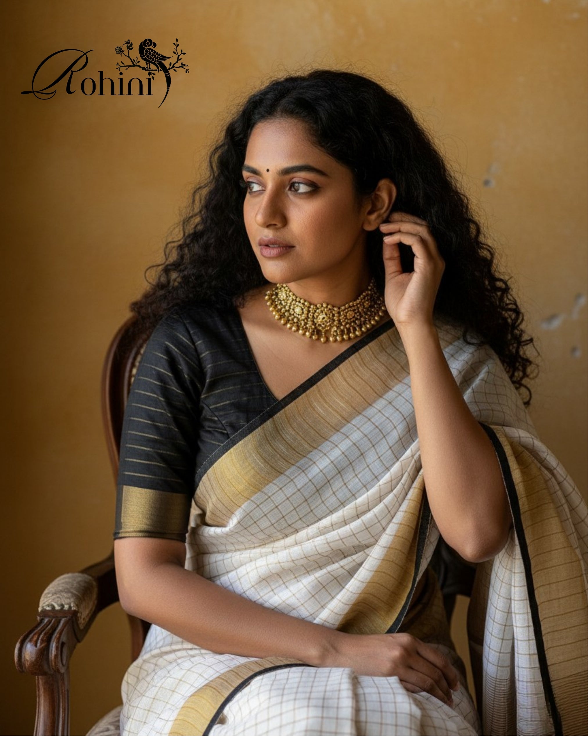 Rohini - The Consort of Chandra - Linen Zari Saree - House of Amayra