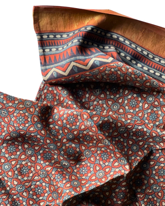 Ria Naturally Dyed Ajrakh Chanderi Dupatta - HOAN