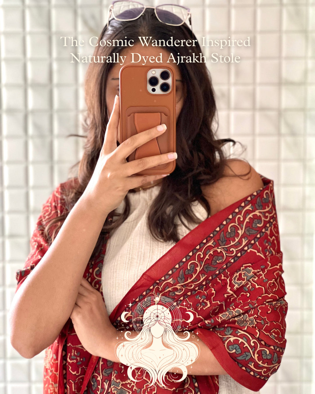 The Cosmic Wanderer  - Naturally Dyed Ajrakh Cotton Stole - House of Amayra