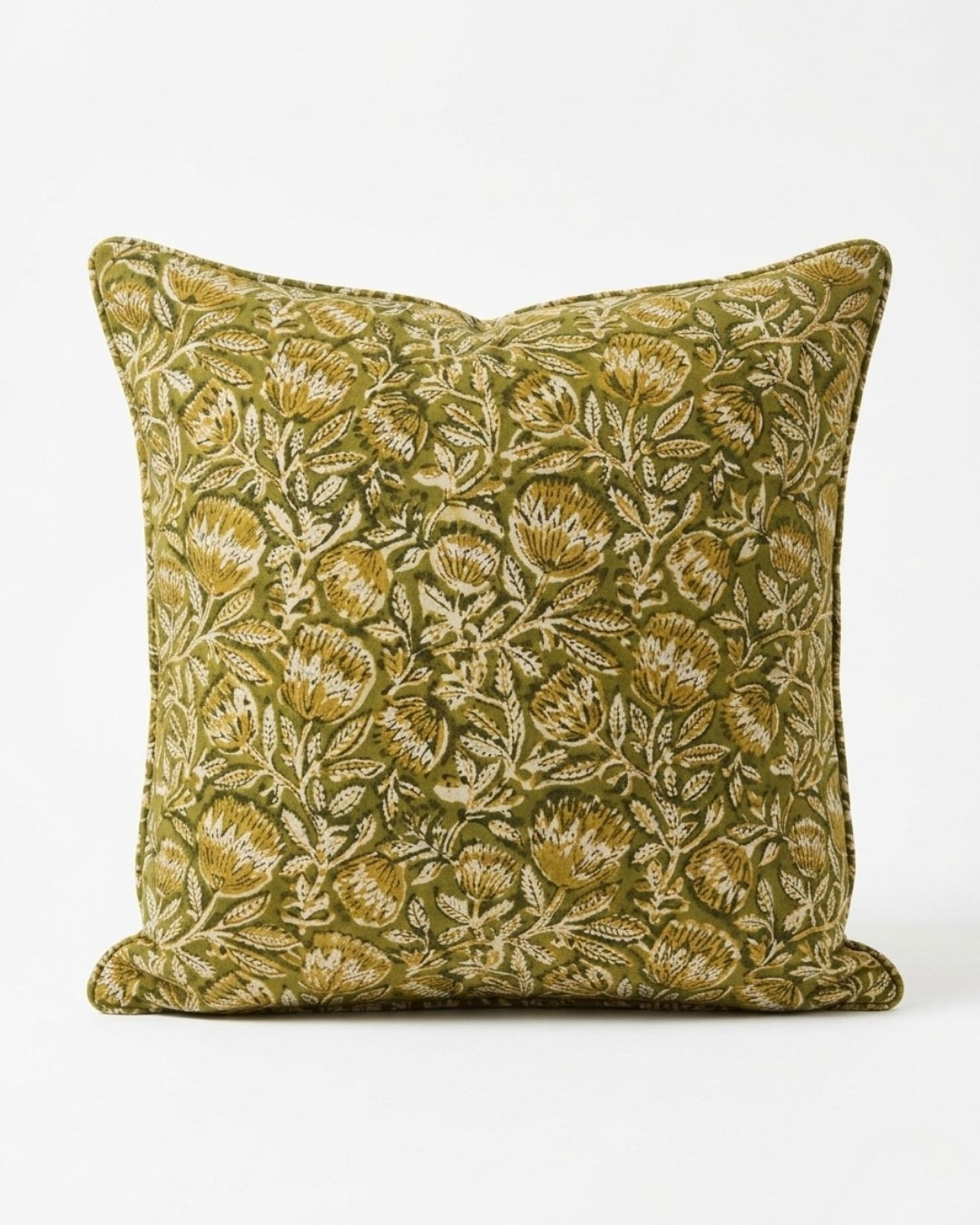 Desert Flower Handblock Cotton Cushion Cover - 20X 20 inch - House of Amayra