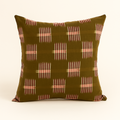 Olive & Red Handwoven Ikat Cushion Cover – 18 x 18 inch by Bloc à Main