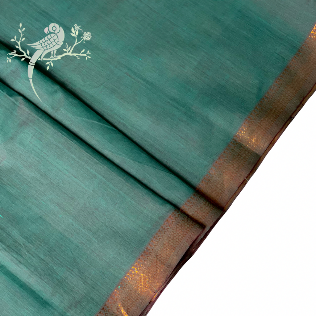 Mythical Blue Mangalgiri Cotton with Vintage Nizam Border -  by Asvi Atelier - Price per meter