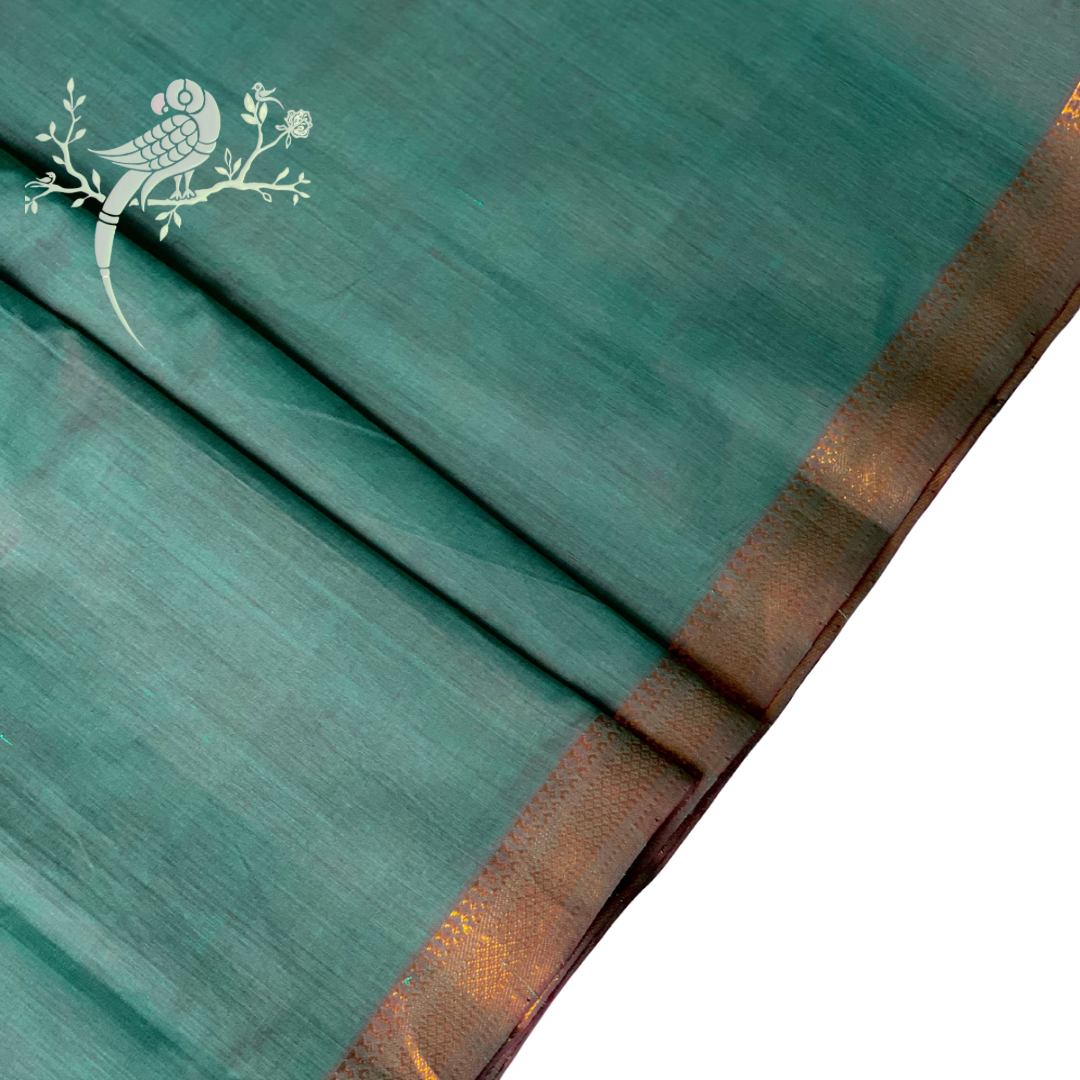 Mythical Blue Mangalgiri Cotton with Vintage Nizam Border -  by Asvi Atelier - Price per meter