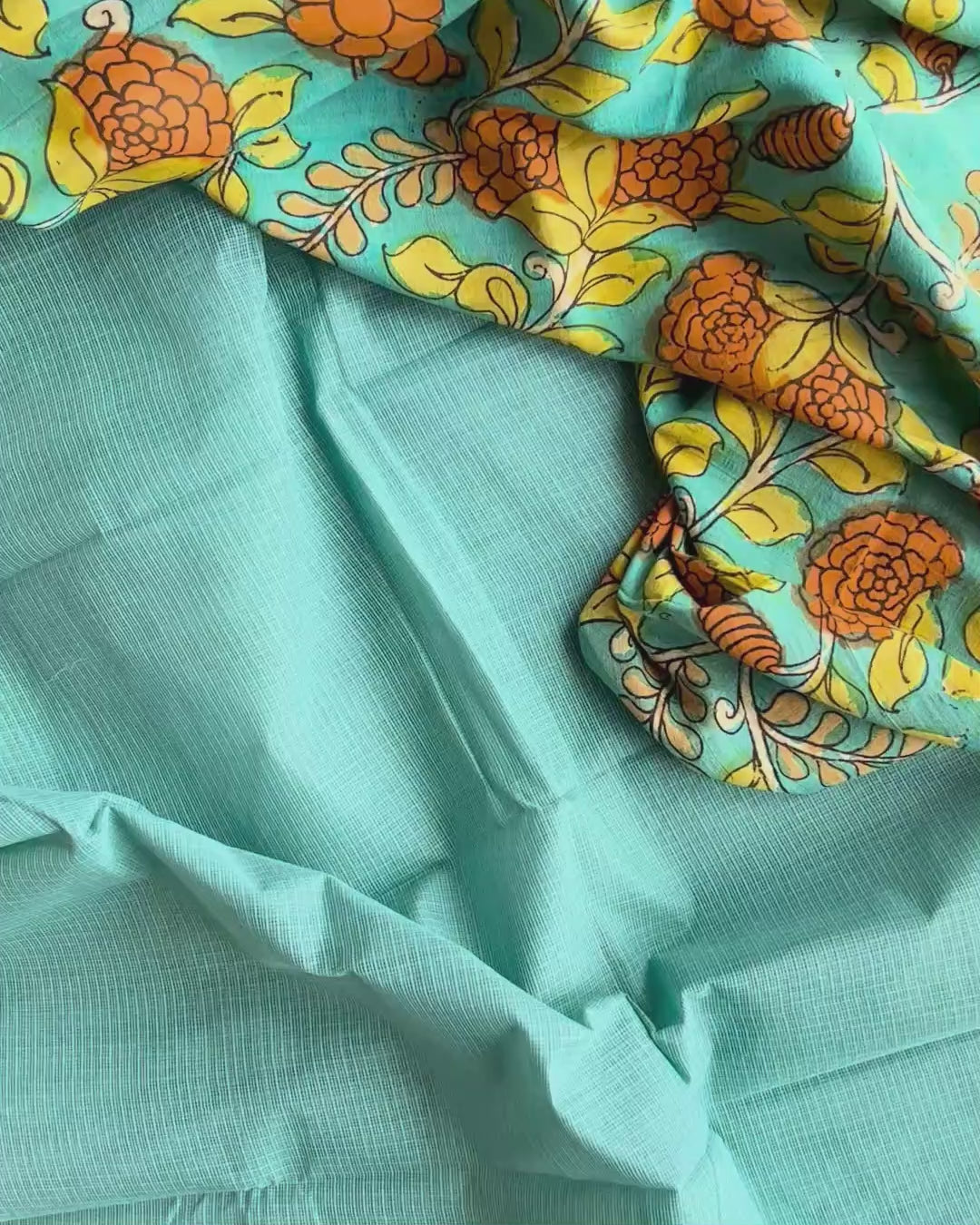 Apsara Kota Cotton with Pen Kalamkari Silk Blouse - Summer Saree - House of Amayra