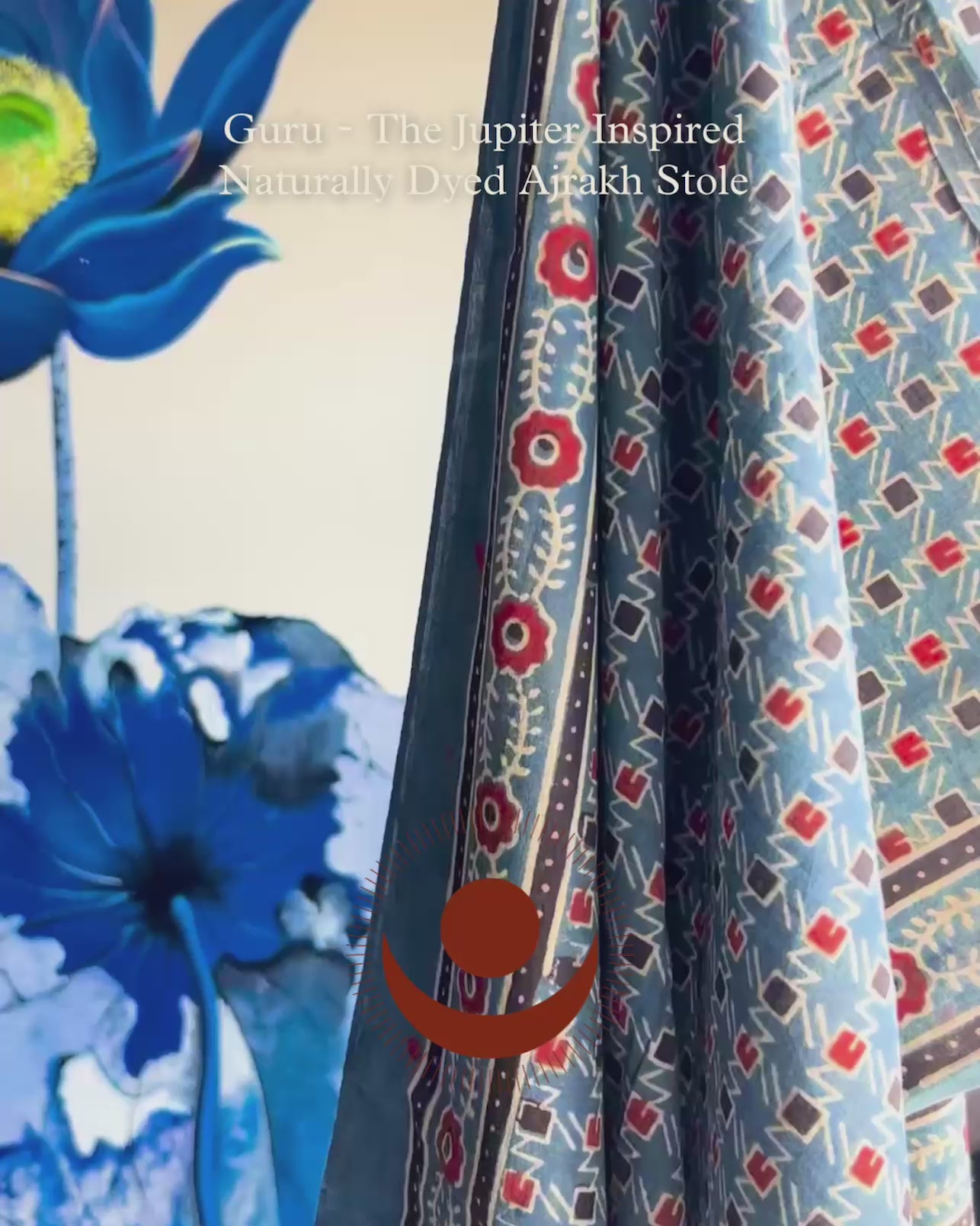 Jupiter - Naturally Dyed Ajrakh Cotton Stole - House of Amayra